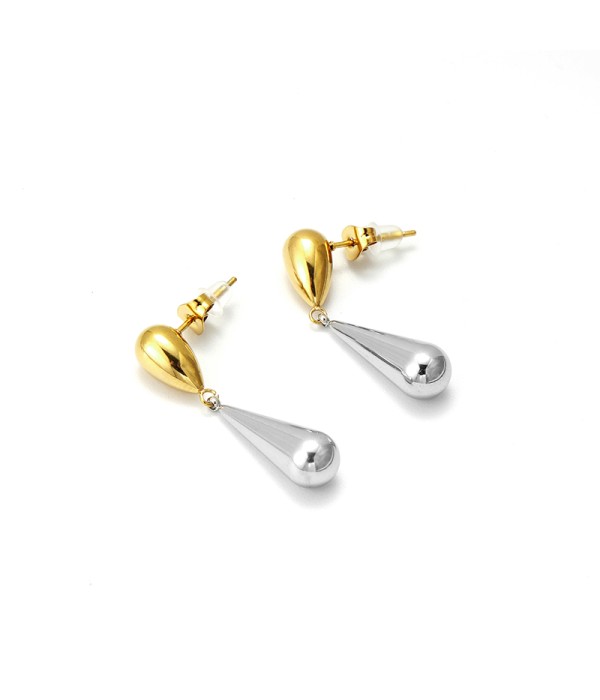 Pendientes colgantes de lágrima dorada y plateada