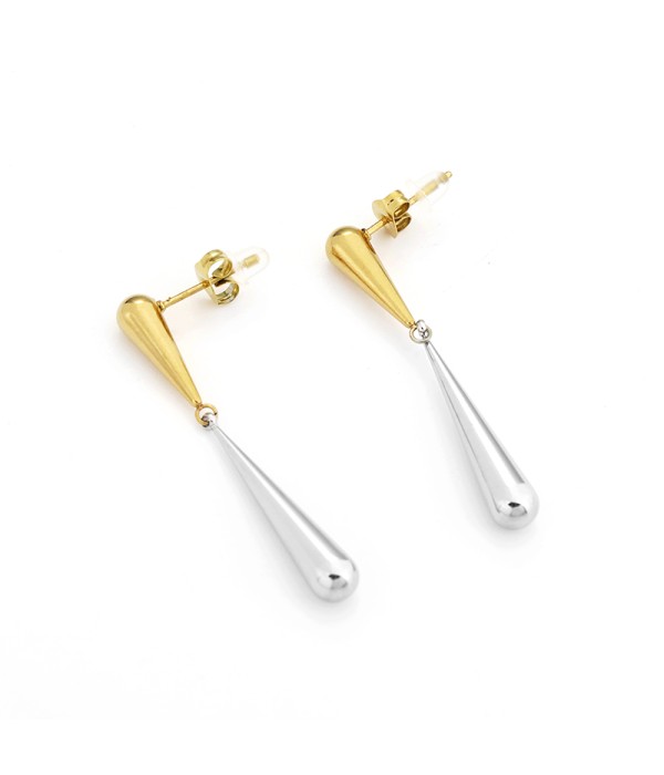 Pendientes largos bicolor en forma de lágrima