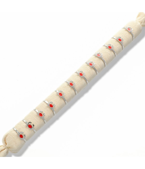 Conjunto de 12 anillos de cangrejo rojo esmaltada