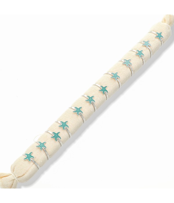 Conjunto de 12 anillos de estrella de mar esmaltado