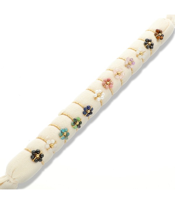 Conjunto de 12 anillos de flor con piedras naturales