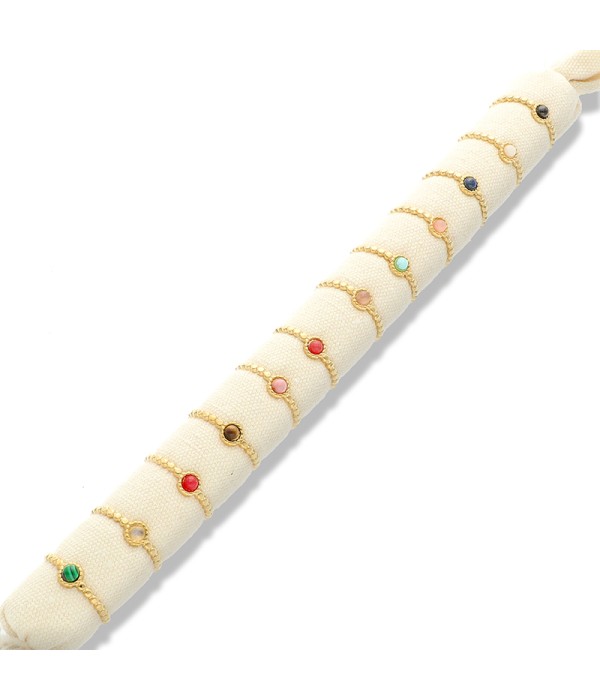 Conjunto de 12 anillos con piedra de color