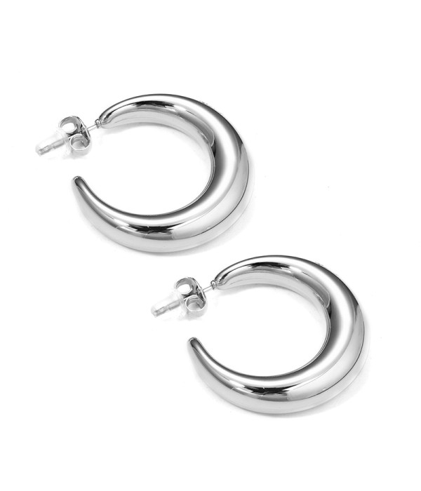 Pendientes de media luna plateada