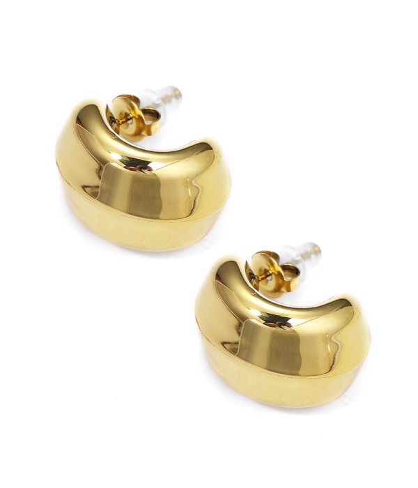 Pendientes tipo aro ancho en dorado pulido