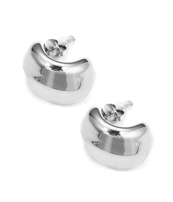 Pendientes tipo aro ancho en plateado pulido