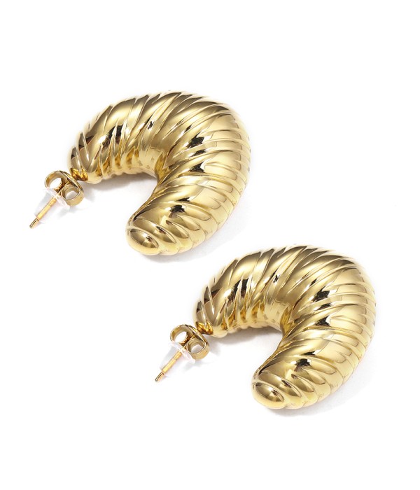Pendientes dorados en espiral tipo croissant