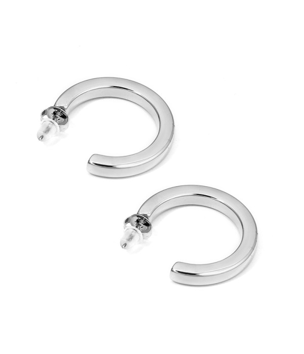 Pendientes de aros plateados minimalistas de diseño abierto