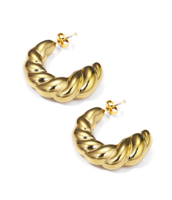 Pendientes de aros dorados efecto trenzado