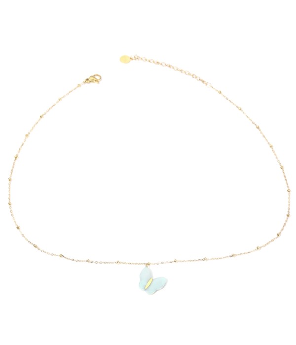 Collares doradas con mariposas multicolores