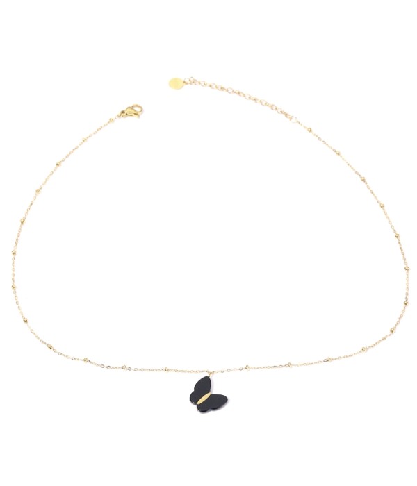 Collares doradas con mariposas multicolores