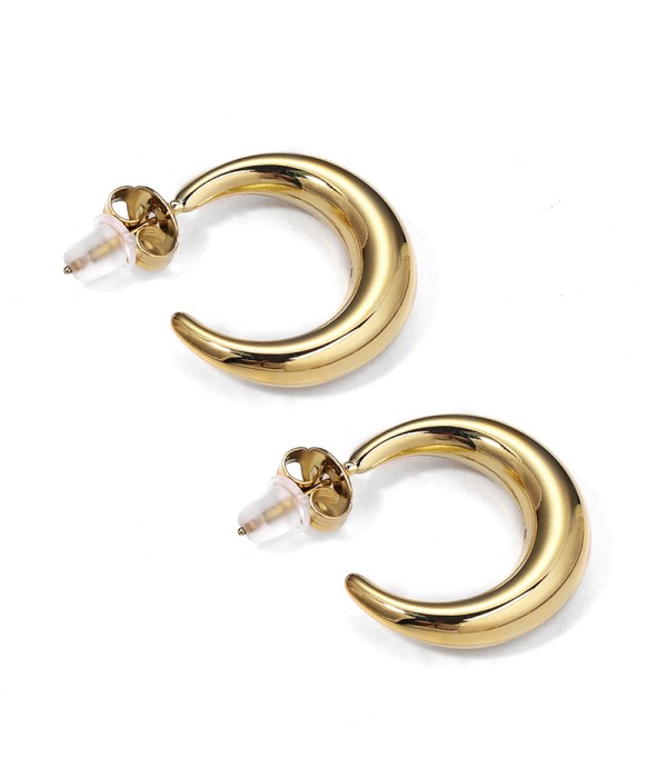 Pendientes de aro dorados curvados estilo media luna