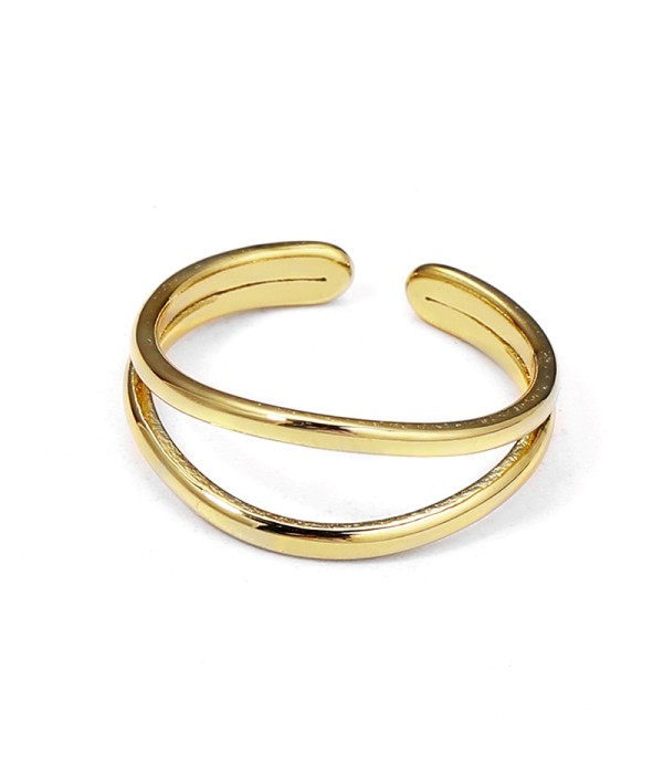 Anillo dorado doble línea abierta