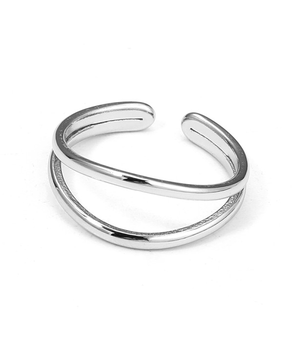 Anillo plateado doble línea abierta