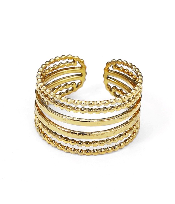 Anillo abierto dorado de líneas múltiples