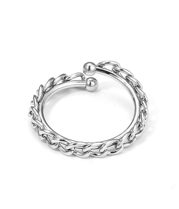 Anillo ajustable tipo cadena con detalle de esferas