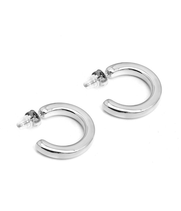 Pendientes de aro gruesos plateados estilo retro