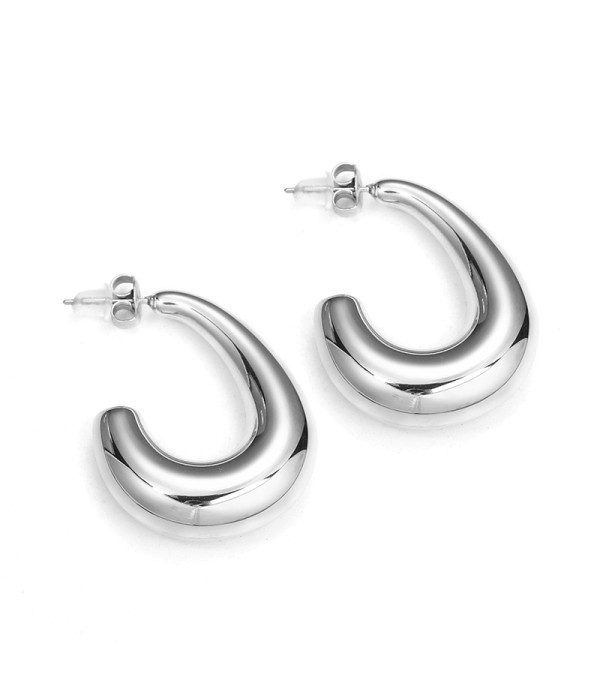 Pendientes de aro plateados con forma de gota bold