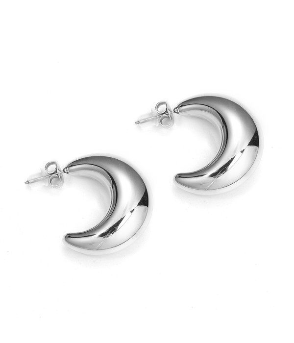 Pendientes de aro plateados en forma de luna creciente