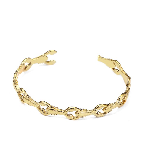 Pulsera rígida dorada con diseño de langostas