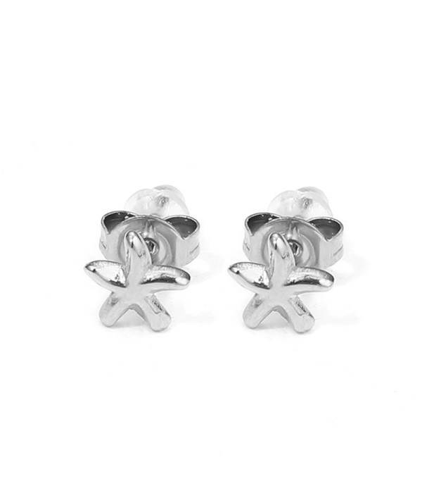 Pendientes plateados en forma de estrella de mar