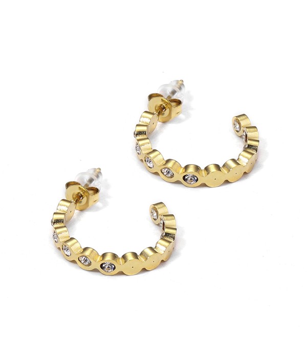 Pendientes de aro dorados con circonitas blancas