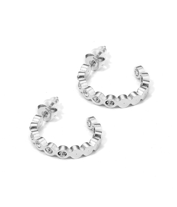 Pendientes de aro plateados con circonitas blancas