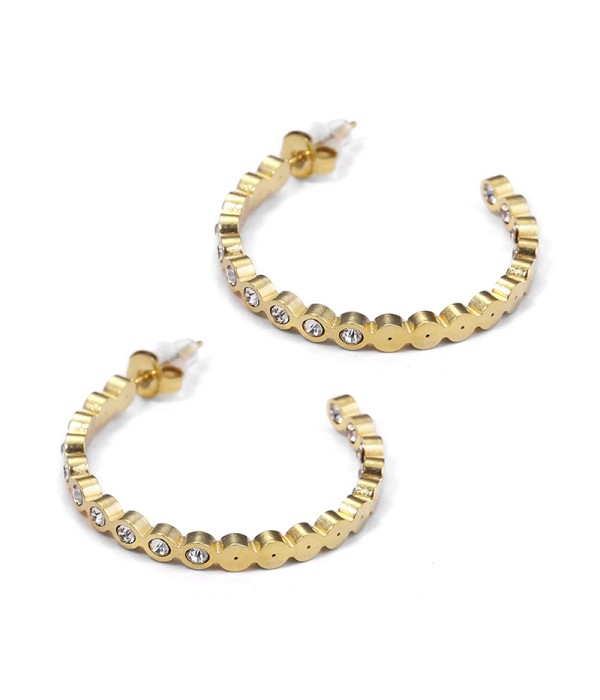 Pendientes de aro dorados grandes con circonitas blancas