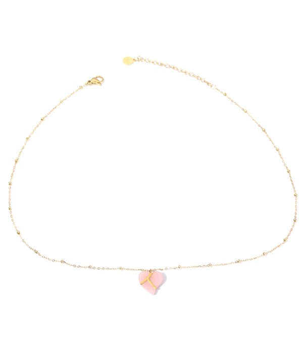 Collares doradas con corazones multicolores