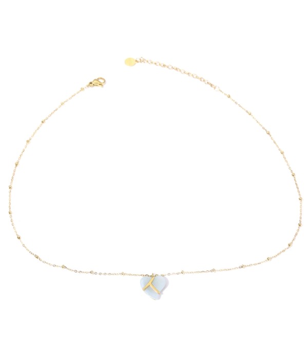 Collares doradas con corazones multicolores