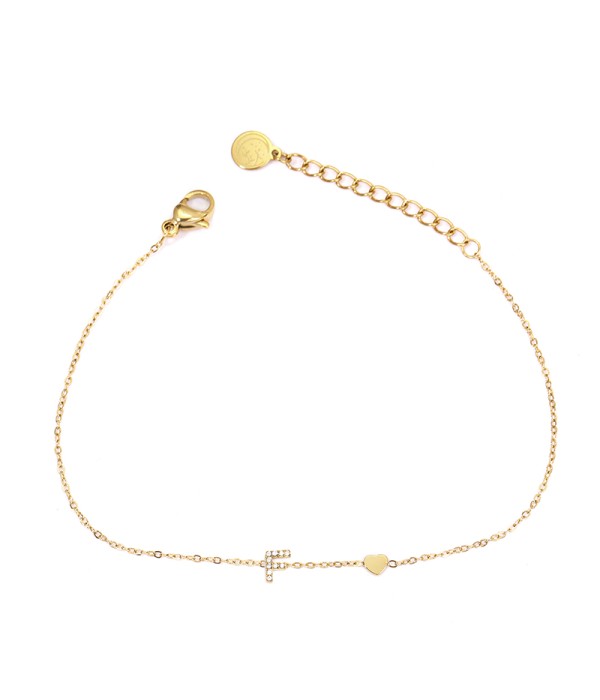 Pulsera con letra “F” y circonitas