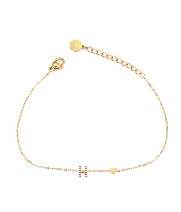 Pulsera con letra “H” y circonitas