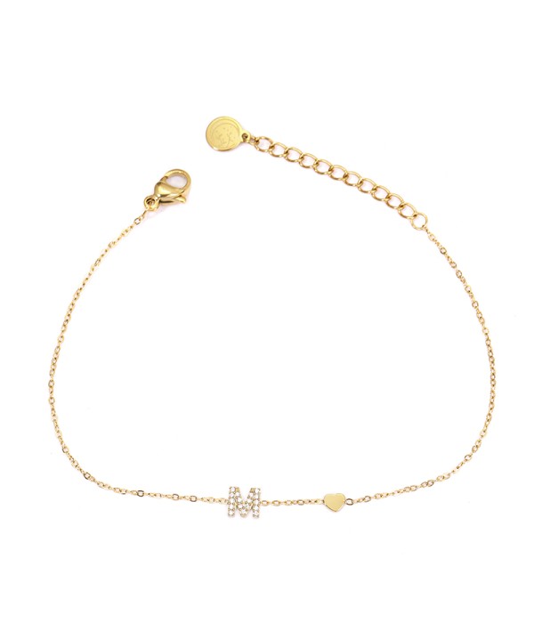 Pulsera con letra “M” y circonitas