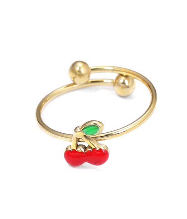 Anillo con cereza esmaltada