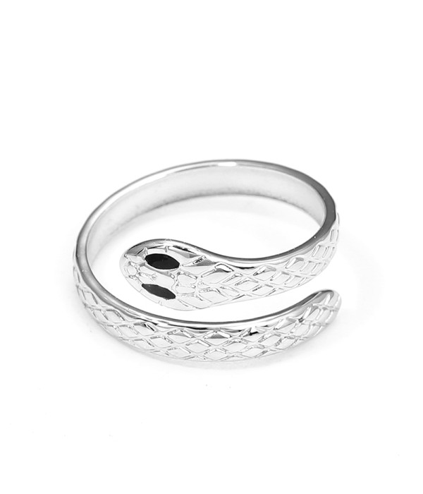 Anillo plateado ajustable con forma de serpiente