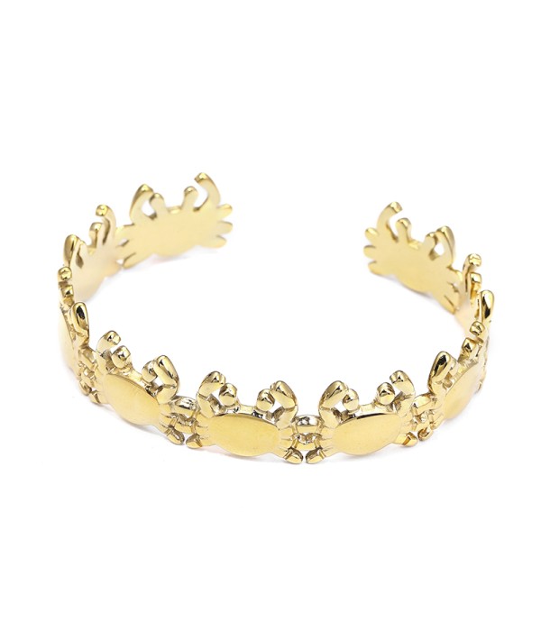 Pulsera rígida dorada con diseño de cangrejos