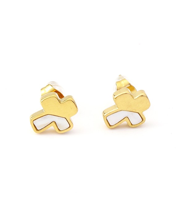 Pendientes dorados de cruz esmaltada
