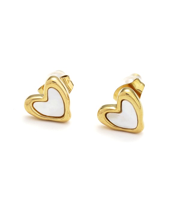 Pendientes dorados de corazón esmaltada