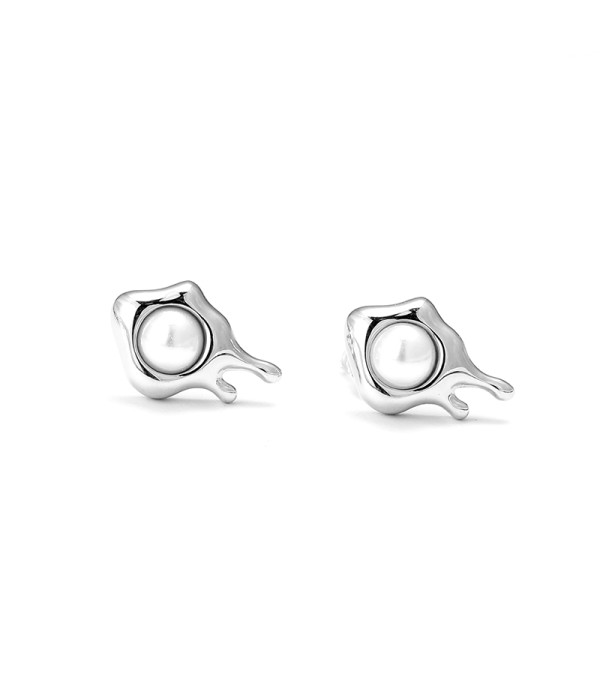 Pendientes abstractos dorados con perla