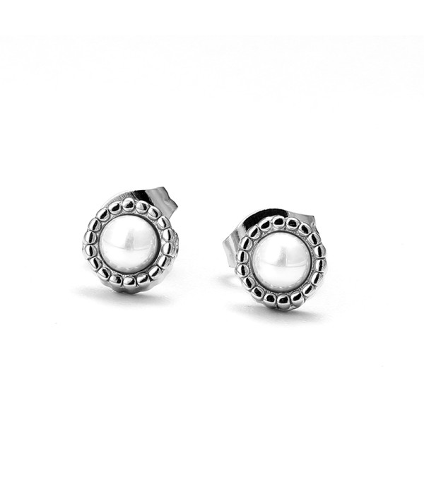 Pendientes redondos dorados con perla