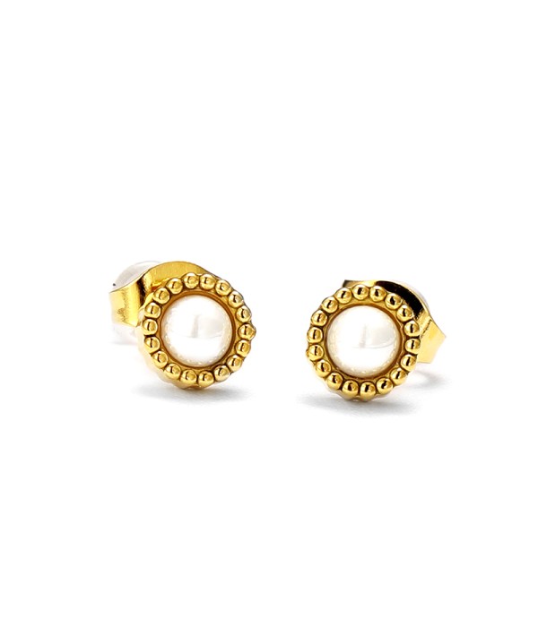 Pendientes redondos dorados con perla