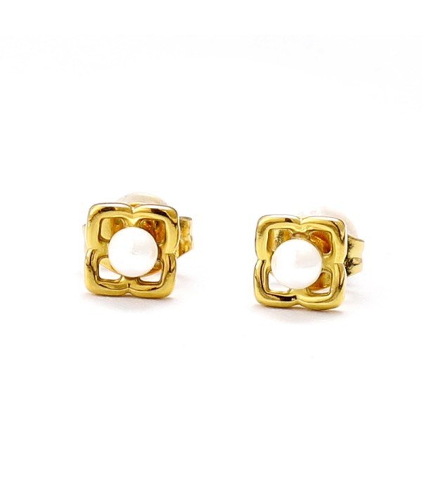 Pendientes flor con perla central