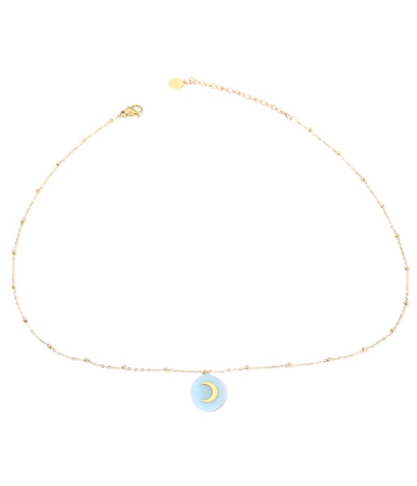 Collares doradas con luna multicolores