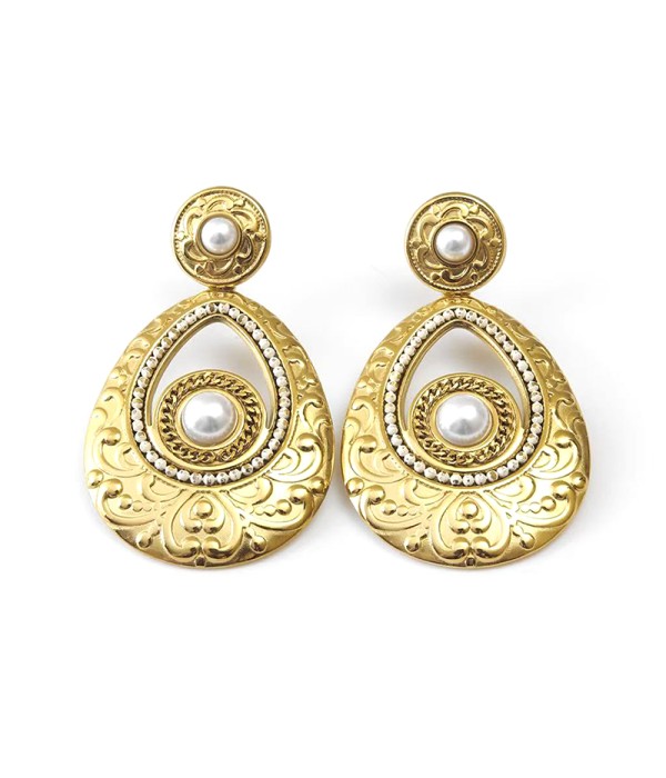 Pendientes lágrima vintage con perlas