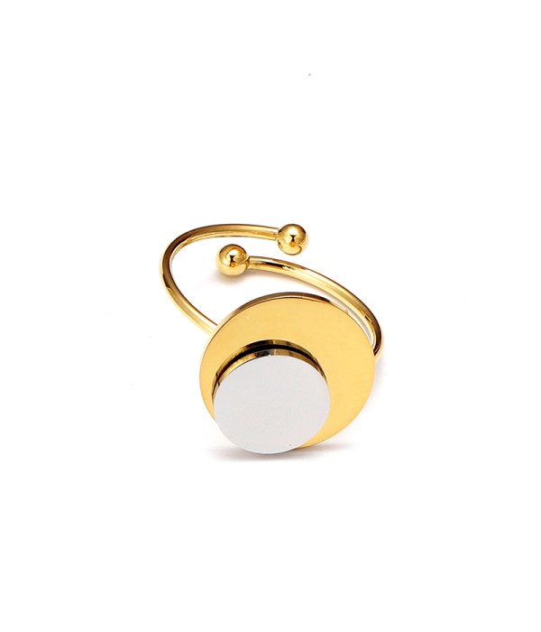 Anillo abierto geométrico con círculos bicolor