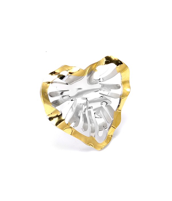 Anillo hoja tropical bicolor