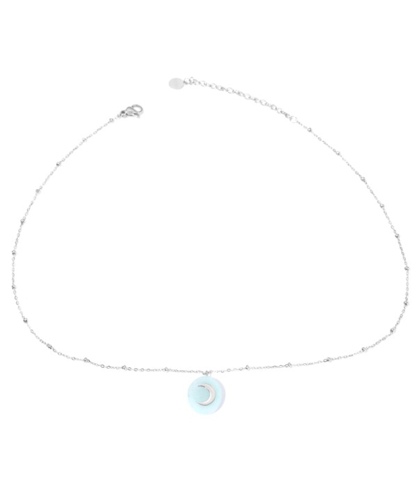 Collares plateados con luna multicolores