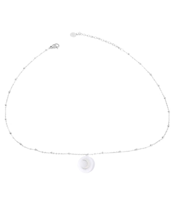Collares plateados con luna multicolores