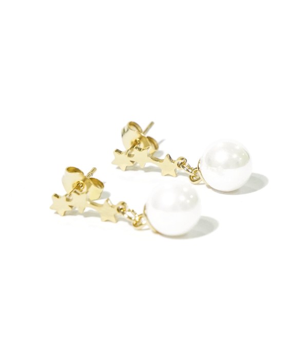 Pendientes constelación dorada con perla