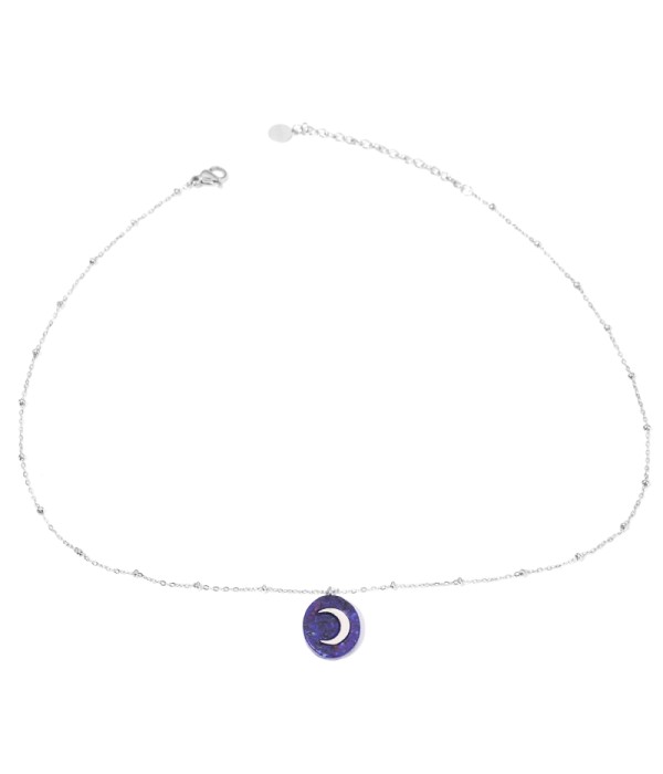 Collares plateados con luna multicolores