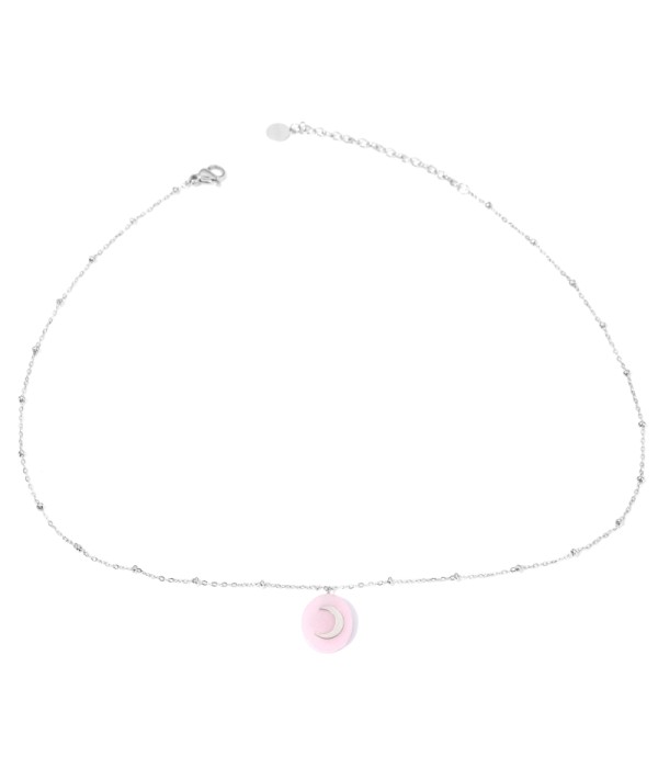 Collares plateados con luna multicolores